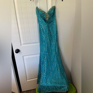 Blue sequin prom dress